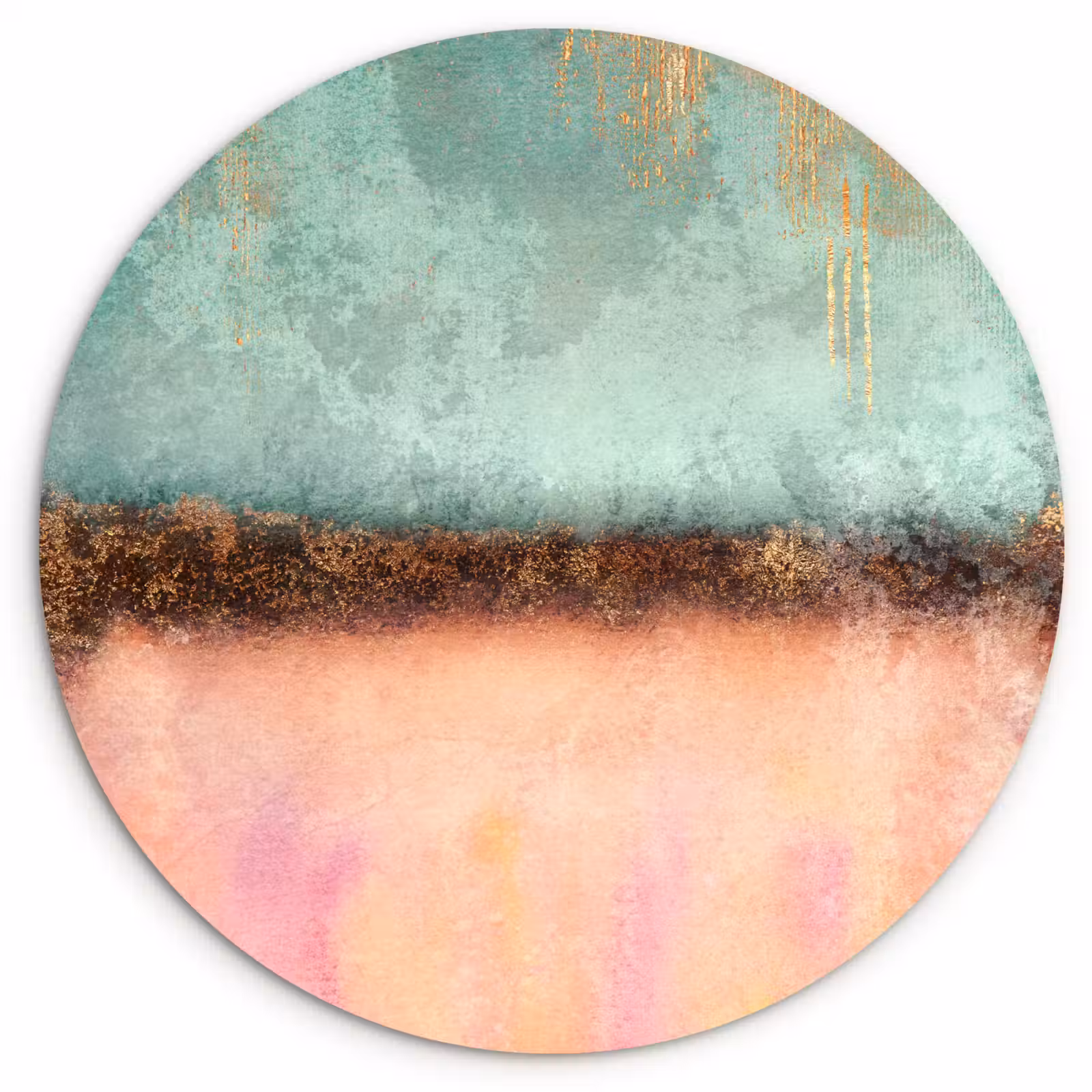 Muurcirkel - Goud - Verf - Abstract - Groen - Roze — 1