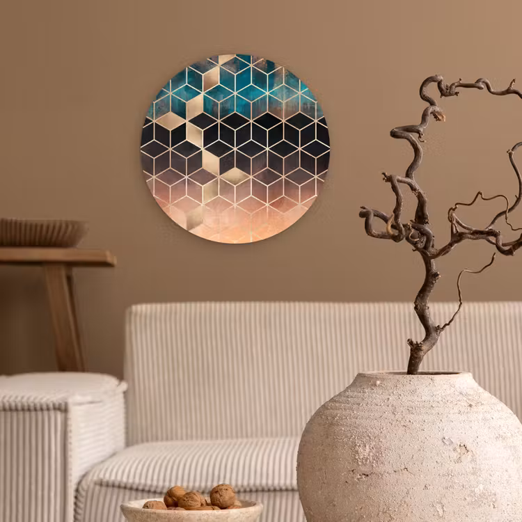 Muurcirkel - Abstract - Kubus - Goud - Patronen - Luxe — 2
