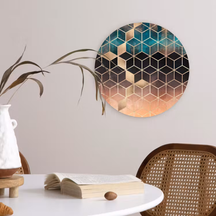 Muurcirkel - Abstract - Kubus - Goud - Patronen - Luxe — 4