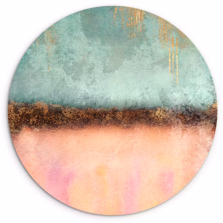 Muurcirkel - Goud - Verf - Abstract - Groen - Roze — 1