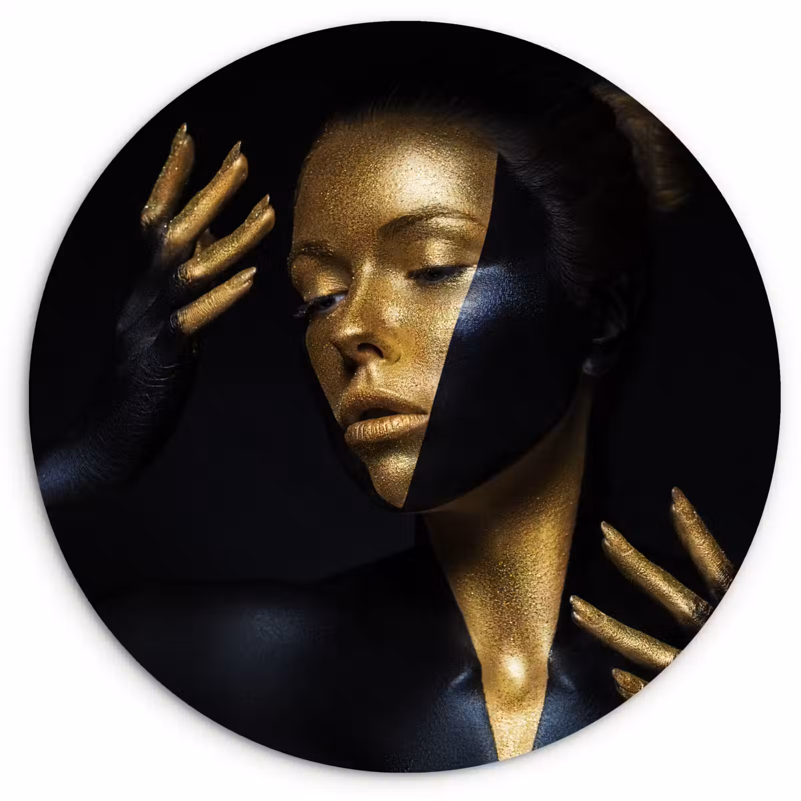 Muurcirkel - Make up - Kunst - Vrouw - Luxe - Goud — 1
