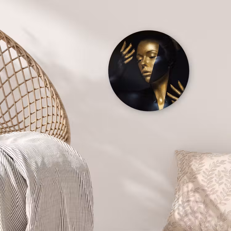 Muurcirkel - Make up - Kunst - Vrouw - Luxe - Goud — 5