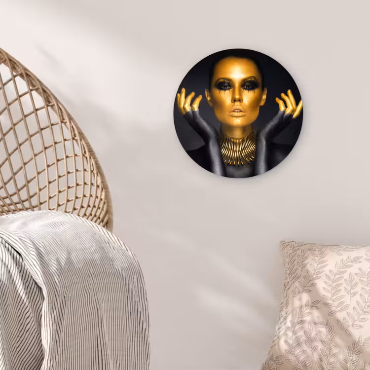 Muurcirkel - Vrouw - Portret - Goud - Luxe - Zwart — 5