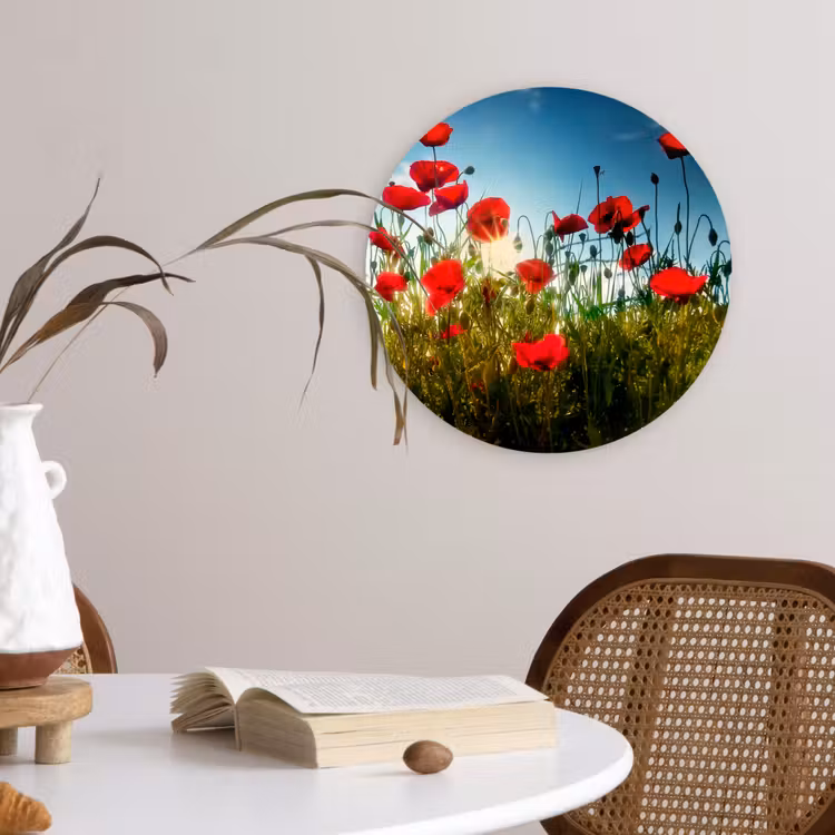 Muurcirkel - Klaprozen - Toscane - Zon - Rood - Blauw — 4