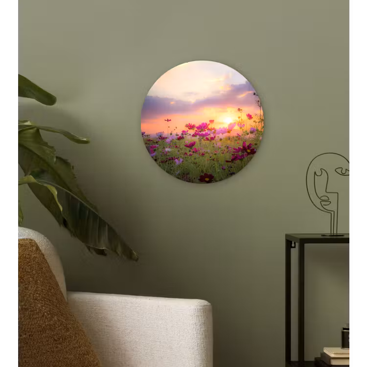 Muurcirkel - Zonsondergang - Bloemen - Roze - Natuur - Groen — 3