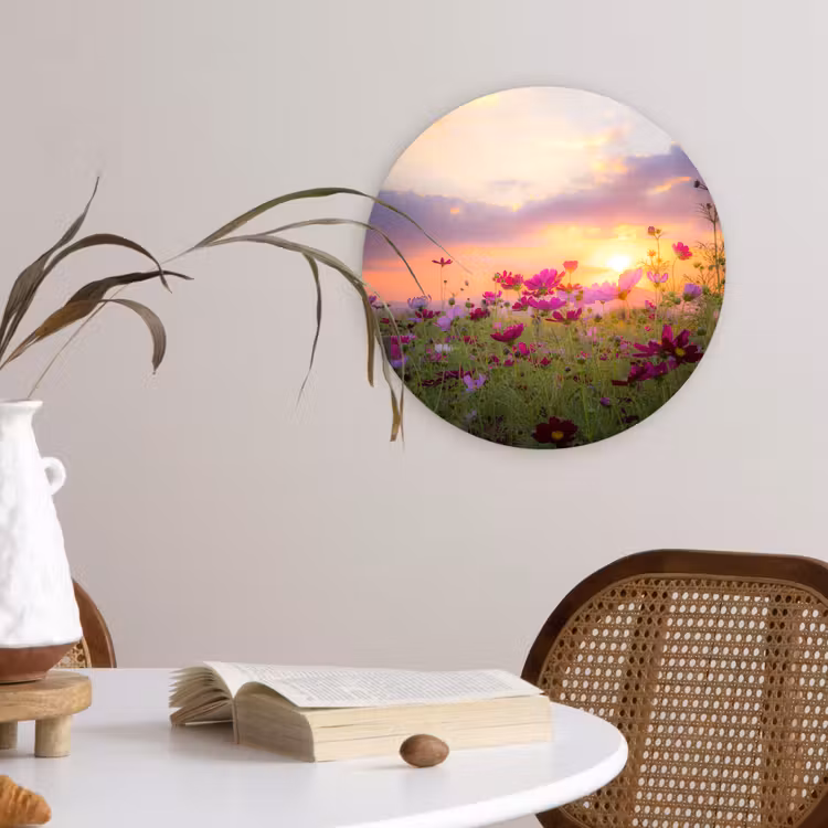 Muurcirkel - Zonsondergang - Bloemen - Roze - Natuur - Groen — 4