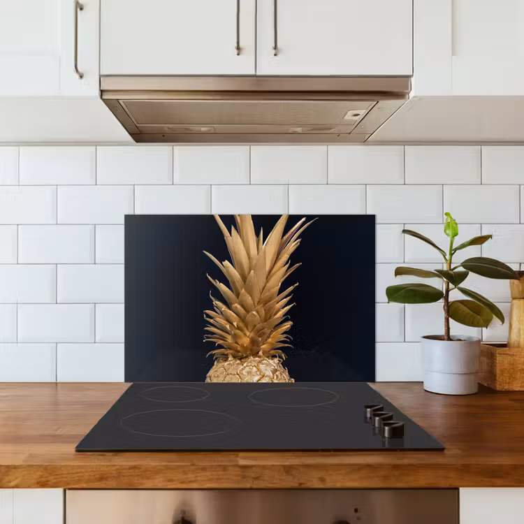 Spatscherm keuken - Ananas - Goud - Verf - Zwart - Fruit - Luxe — 6