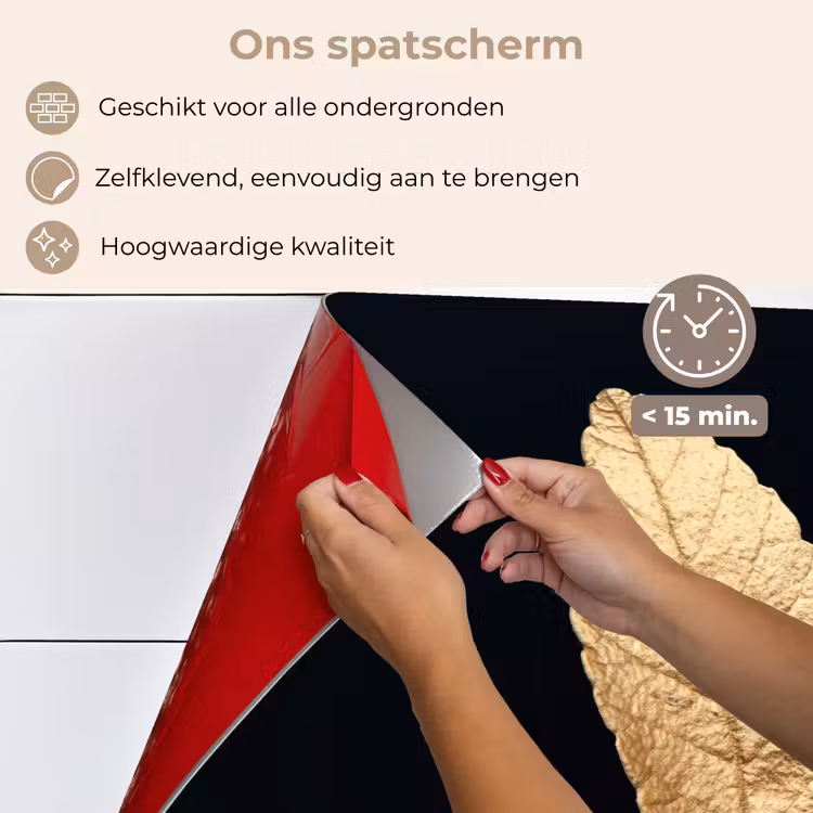 Spatscherm keuken - Black en gold - Bladeren - Zwart - Planten - Luxe — 4