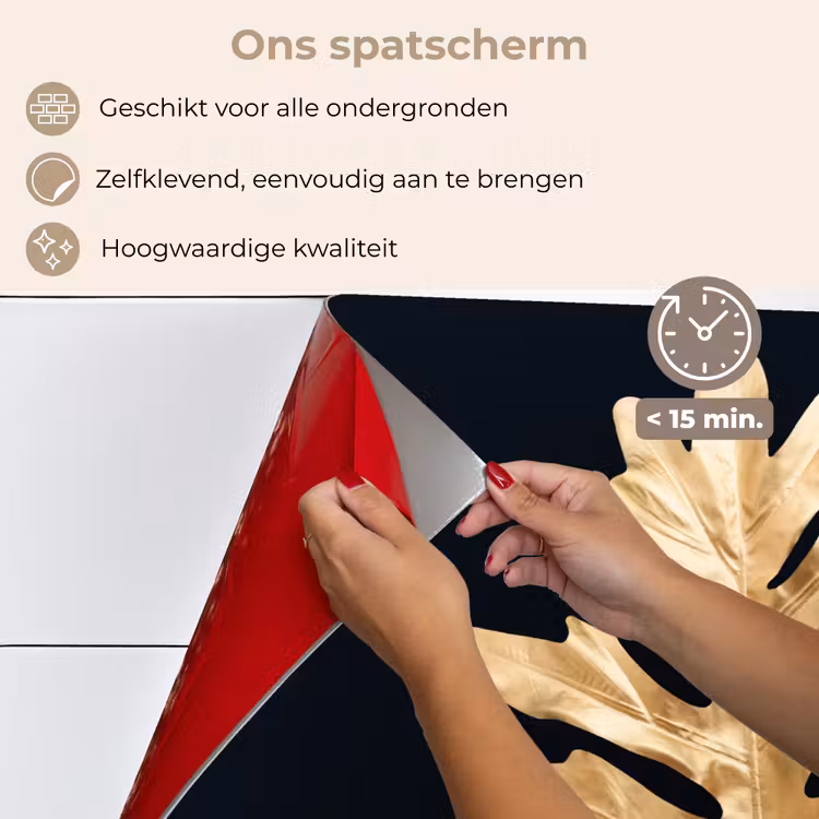 Spatscherm keuken - Bladeren - Herfst - Goud - Zwart - Natuur - Luxe — 4