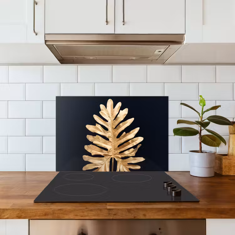 Spatscherm keuken - Bladeren - Herfst - Goud - Zwart - Natuur - Luxe — 6