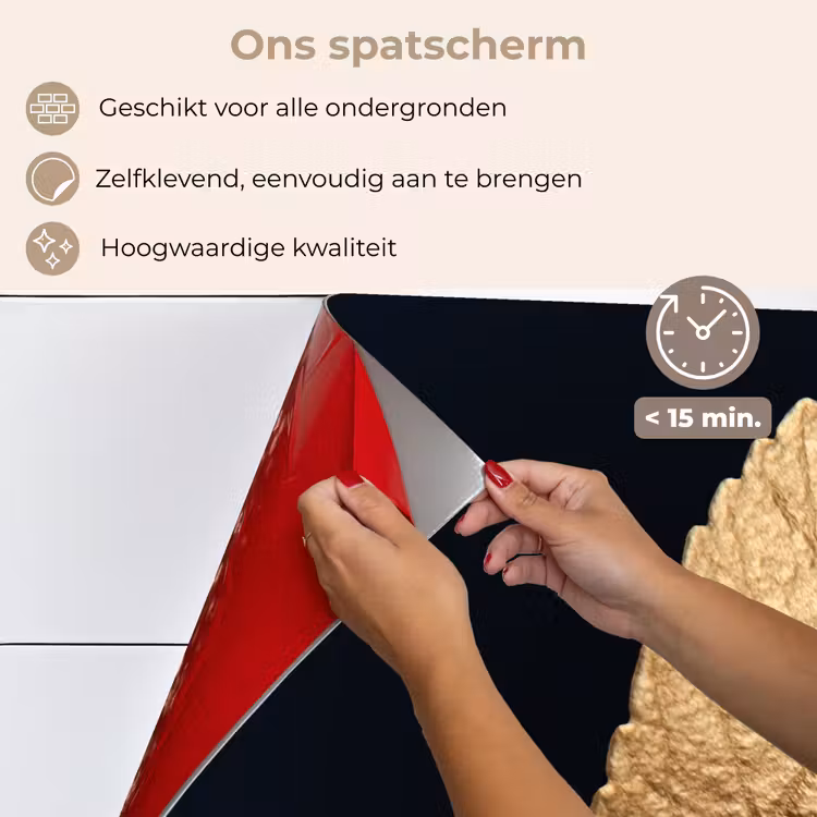Spatscherm keuken - Goud - Bladeren - Zwart - Planten - Luxe - Natuur — 4
