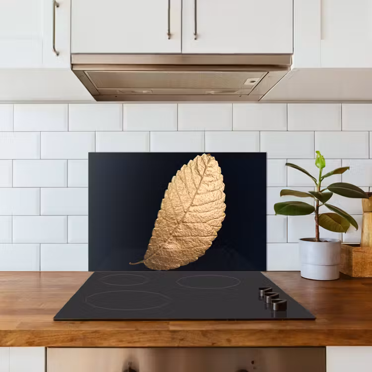 Spatscherm keuken - Goud - Bladeren - Zwart - Planten - Luxe - Natuur — 6