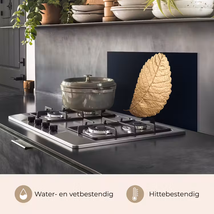 Spatscherm keuken - Goud - Bladeren - Zwart - Planten - Luxe - Natuur — 7