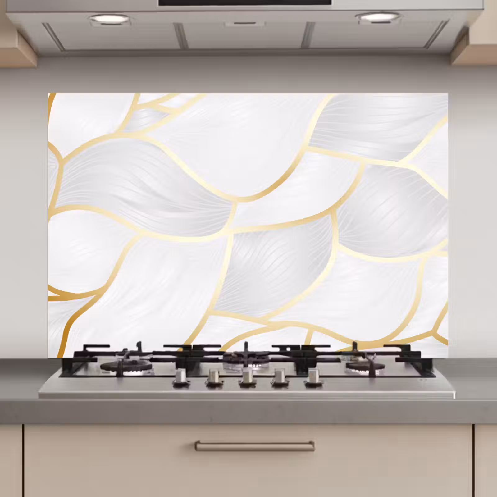 Spatscherm keuken - Abstract patroon met gouden lijnen — 1