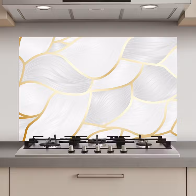 Spatscherm keuken - Abstract patroon met gouden lijnen — 1