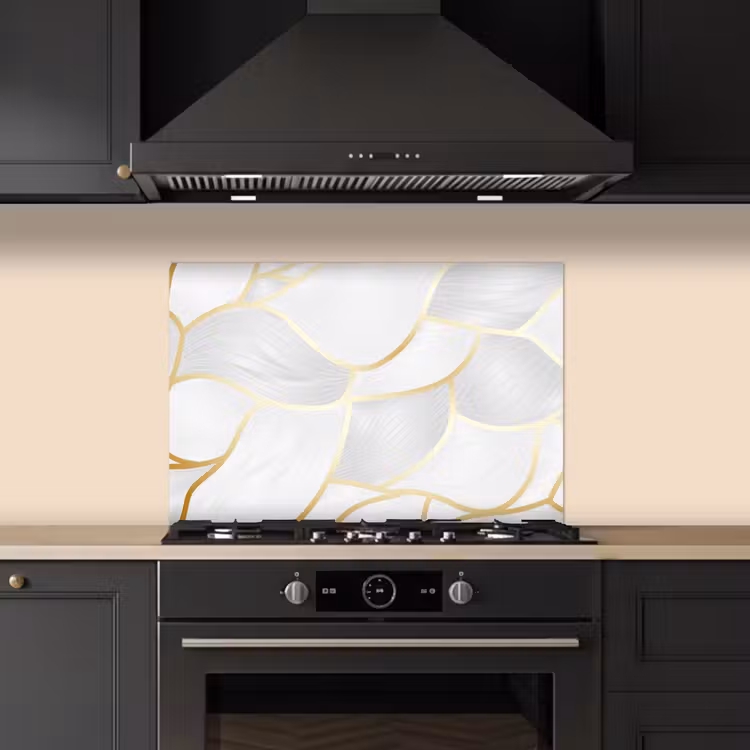 Spatscherm keuken - Abstract patroon met gouden lijnen — 2