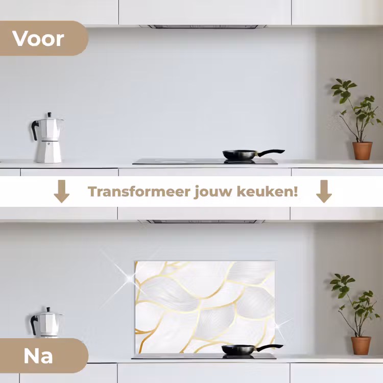 Spatscherm keuken - Abstract patroon met gouden lijnen — 3
