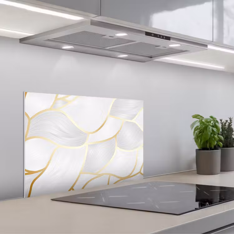 Spatscherm keuken - Abstract patroon met gouden lijnen — 5