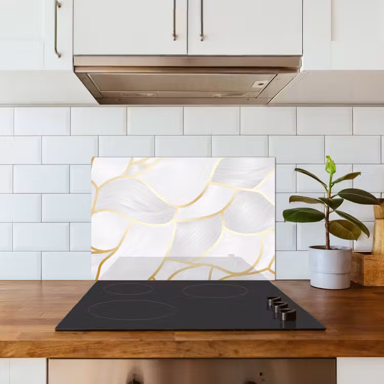 Spatscherm keuken - Abstract patroon met gouden lijnen — 6
