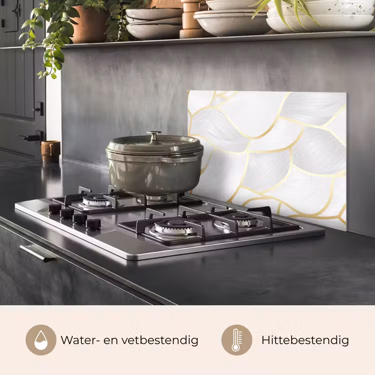Spatscherm keuken - Abstract patroon met gouden lijnen — 7