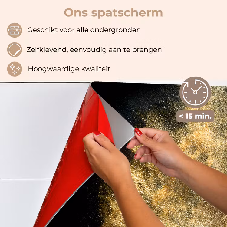 Spatscherm keuken - Goud poeder op een zwarte achtergrond — 4