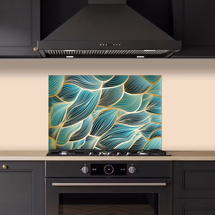 Spatscherm keuken - Patronen - Goud - Abstract - Golf — 2