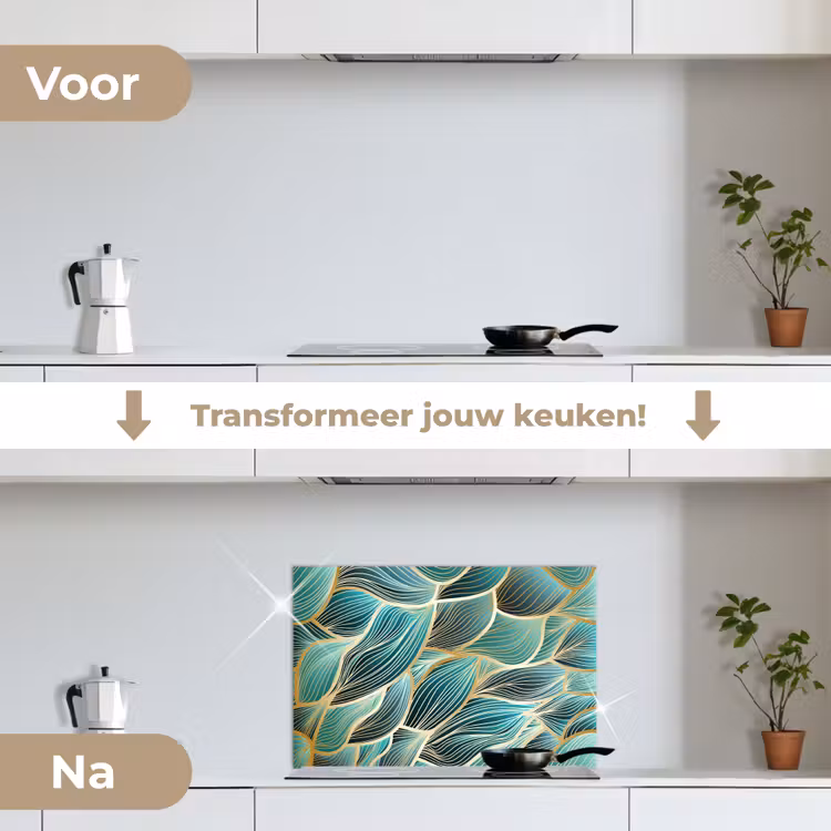 Spatscherm keuken - Patronen - Goud - Abstract - Golf — 3