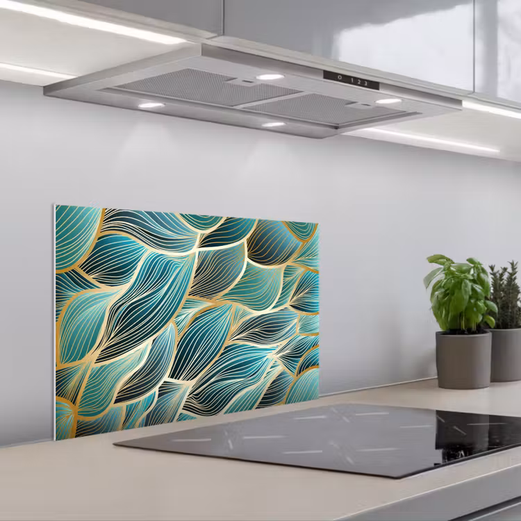 Spatscherm keuken - Patronen - Goud - Abstract - Golf — 5