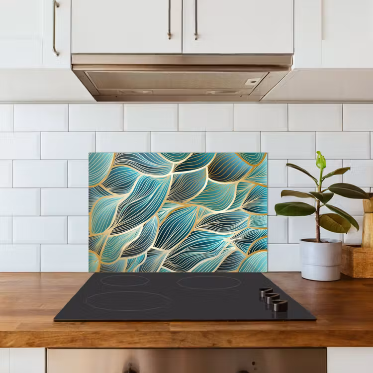 Spatscherm keuken - Patronen - Goud - Abstract - Golf — 6