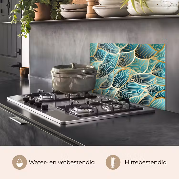 Spatscherm keuken - Patronen - Goud - Abstract - Golf — 7