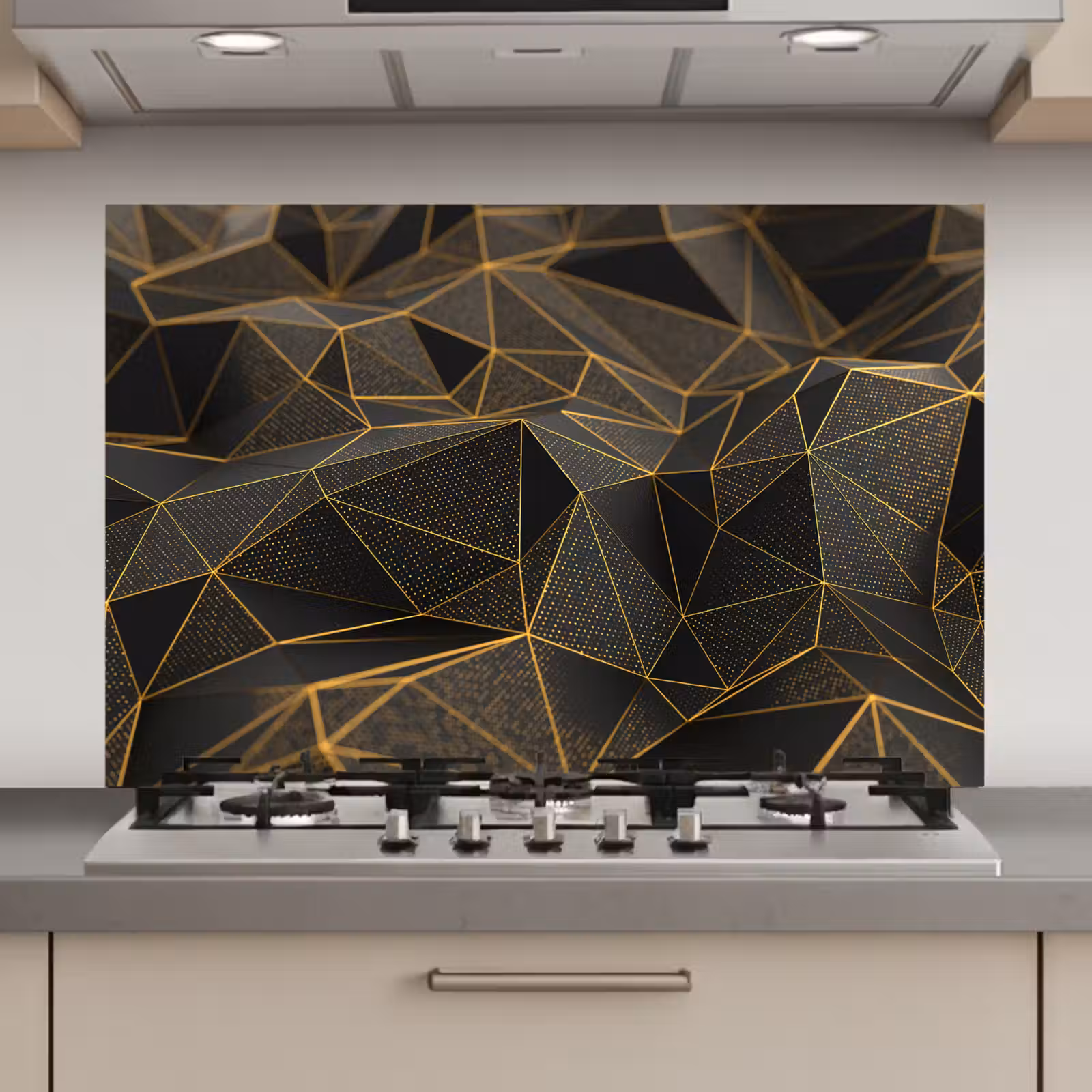 Spatscherm keuken - Abstract - Goud - 3D - Luxe - Kunst — 1