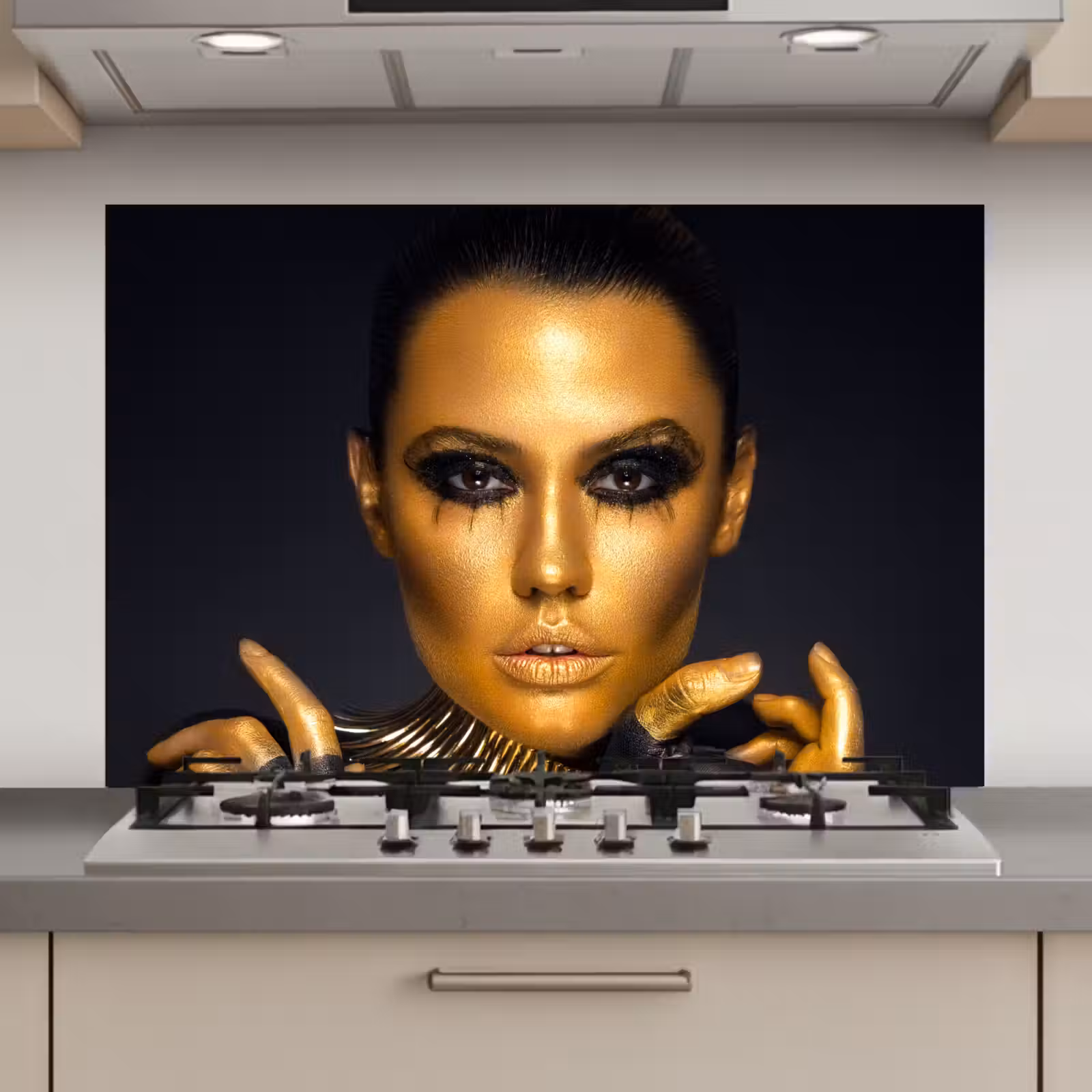 Spatscherm keuken - Make up - Tas - Goud - Luxe - Vrouw — 1