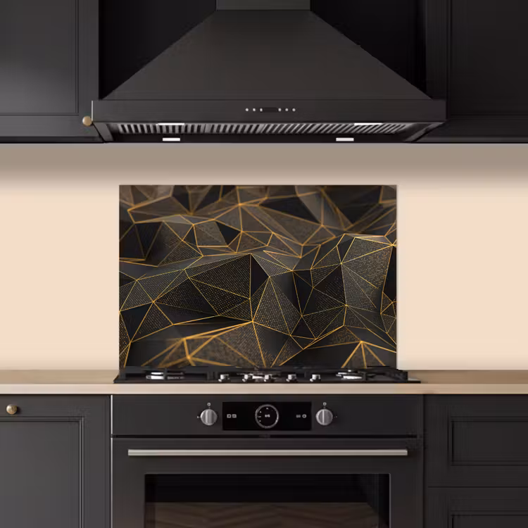 Spatscherm keuken - Abstract - Goud - 3D - Luxe - Kunst — 2
