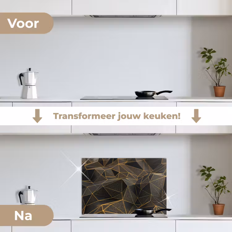 Spatscherm keuken - Abstract - Goud - 3D - Luxe - Kunst — 3