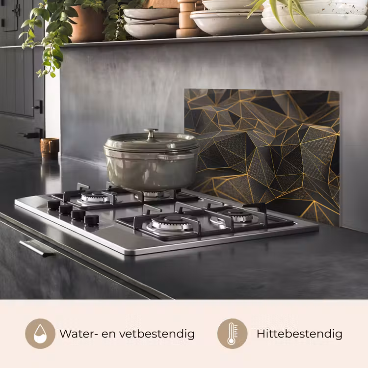 Spatscherm keuken - Abstract - Goud - 3D - Luxe - Kunst — 7