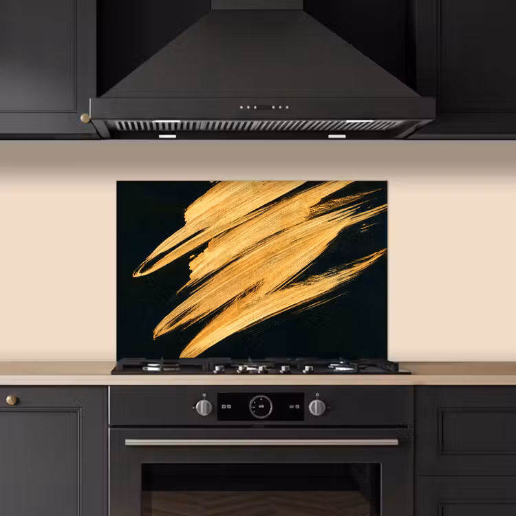 Spatscherm keuken - Goud - Verf - Strepen - Luxe - Abstract — 2