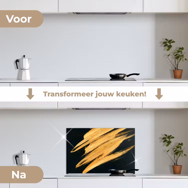 Spatscherm keuken - Goud - Verf - Strepen - Luxe - Abstract — 3