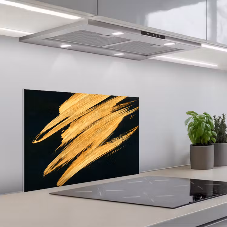 Spatscherm keuken - Goud - Verf - Strepen - Luxe - Abstract — 5