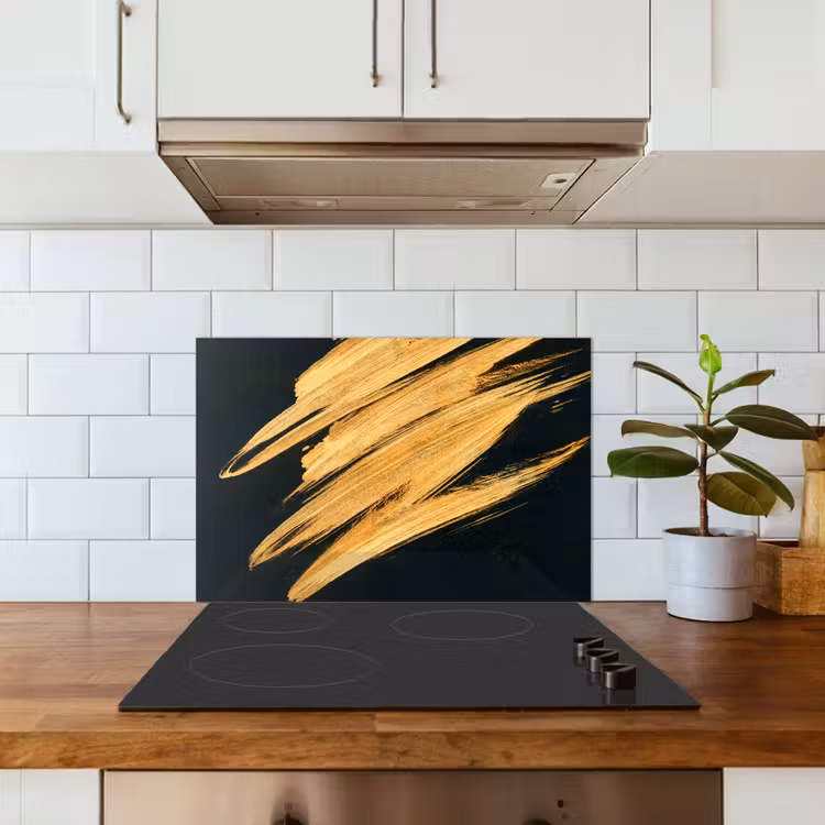Spatscherm keuken - Goud - Verf - Strepen - Luxe - Abstract — 6