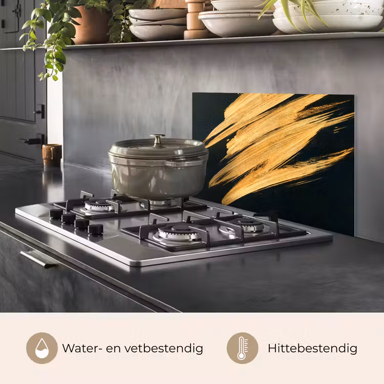 Spatscherm keuken - Goud - Verf - Strepen - Luxe - Abstract — 7