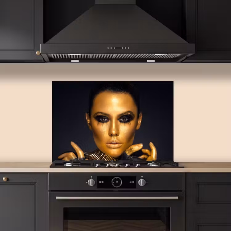 Spatscherm keuken - Make up - Tas - Goud - Luxe - Vrouw — 2