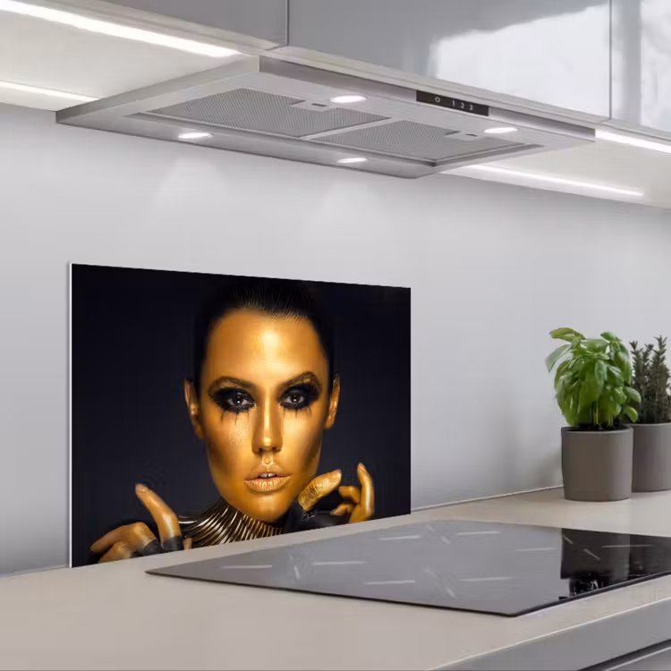 Spatscherm keuken - Make up - Tas - Goud - Luxe - Vrouw — 5