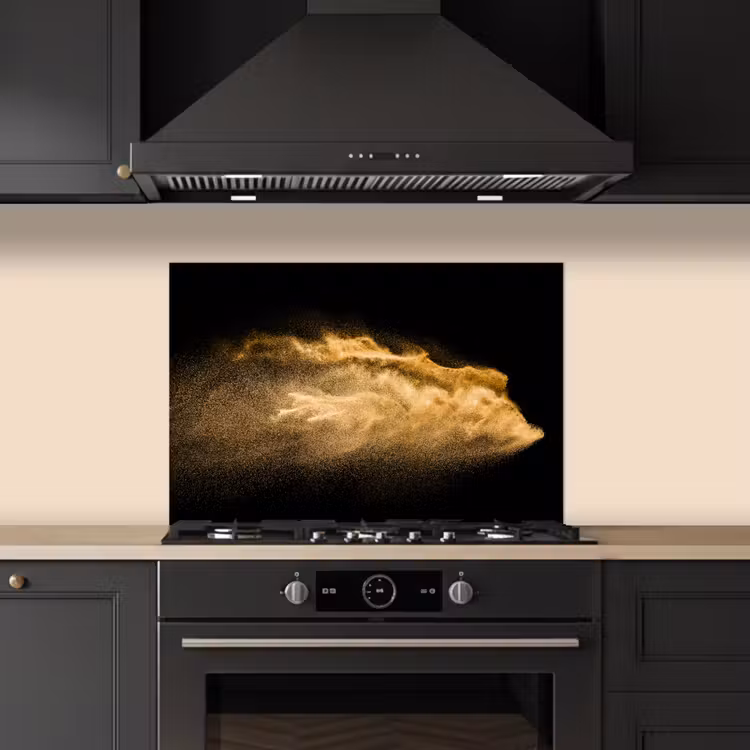 Spatscherm keuken - Zand - Goud - Zwart - Luxe - Kunst — 2