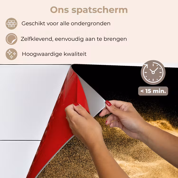 Spatscherm keuken - Zand - Goud - Zwart - Luxe - Kunst — 4