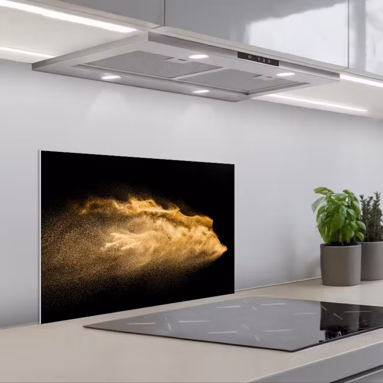 Spatscherm keuken - Zand - Goud - Zwart - Luxe - Kunst — 5