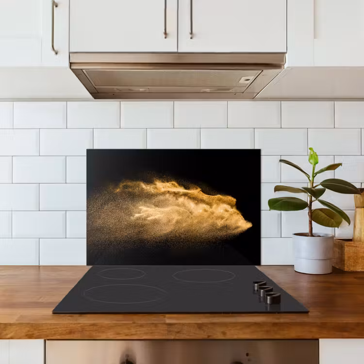 Spatscherm keuken - Zand - Goud - Zwart - Luxe - Kunst — 6