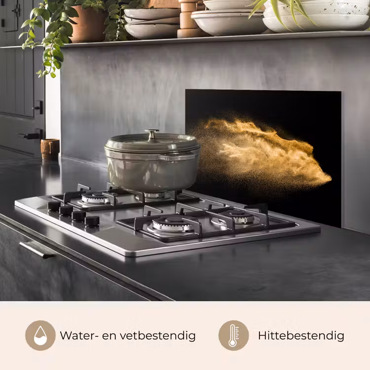 Spatscherm keuken - Zand - Goud - Zwart - Luxe - Kunst — 7