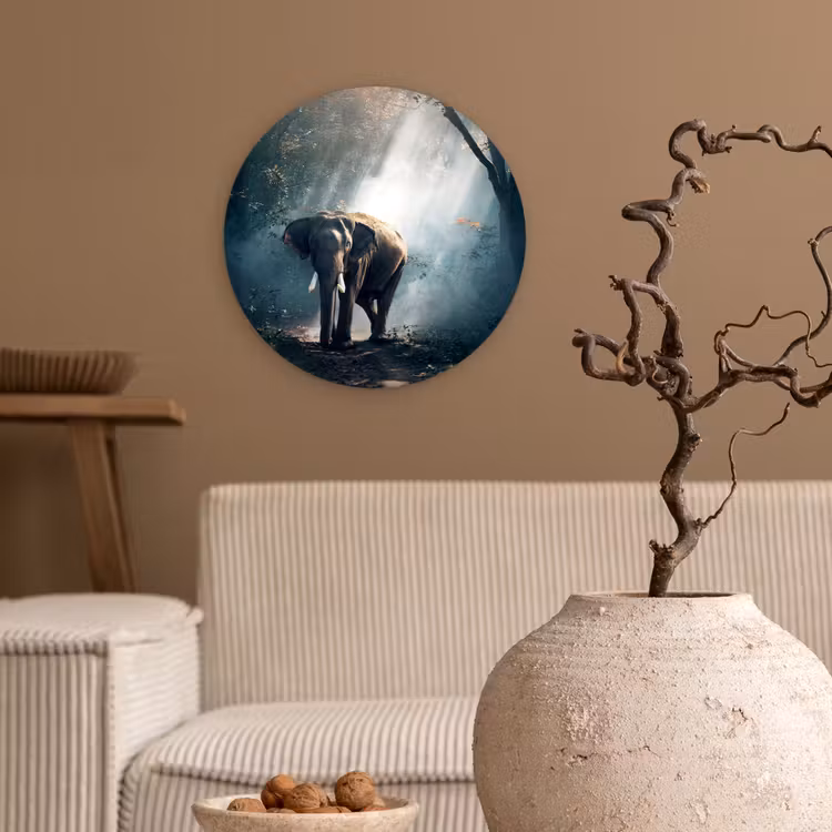 Muurcirkel - Olifant - Dieren - Licht - Bos - Natuur - Wilde dieren — 2