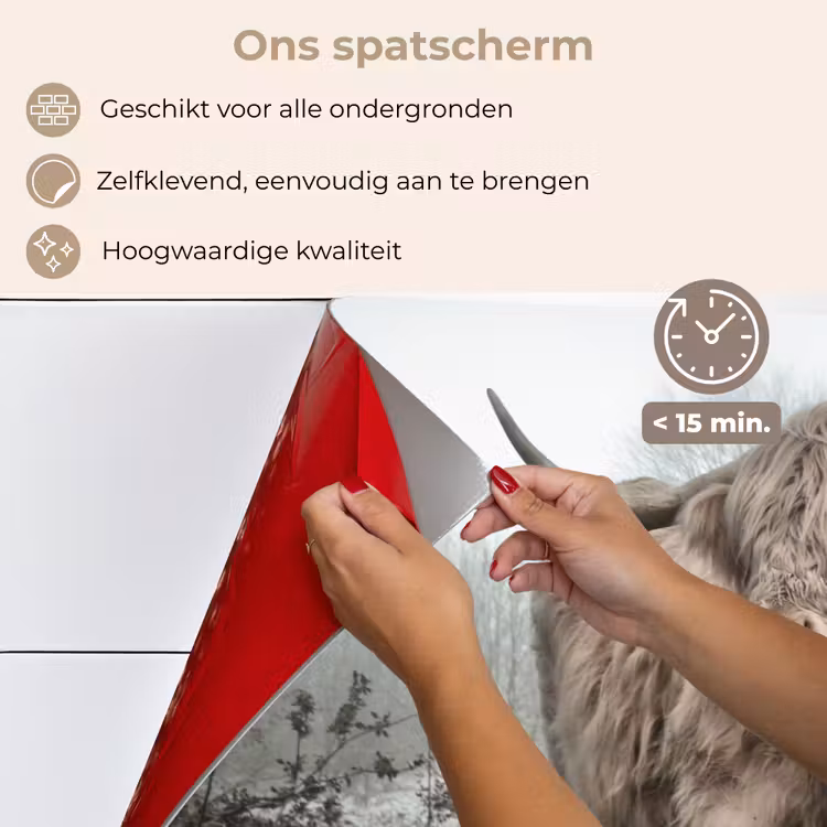 Spatscherm keuken - Schotse Hooglander - Bos - Mist - Koe - Dieren - Natuur — 4