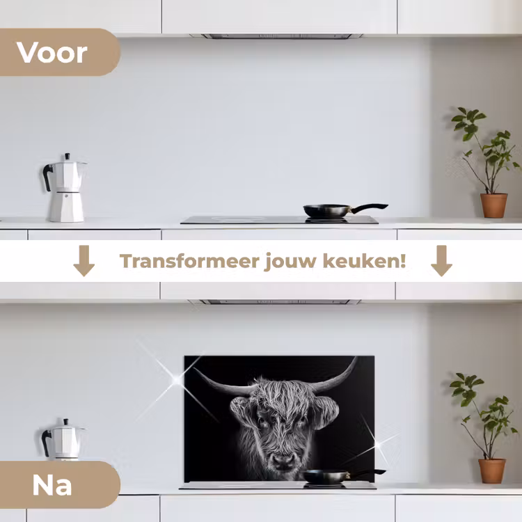 Spatscherm keuken - Schotse hooglander - Zwart - Koe - Dieren — 3
